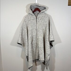 Cozy Heathered Poncho with Hood